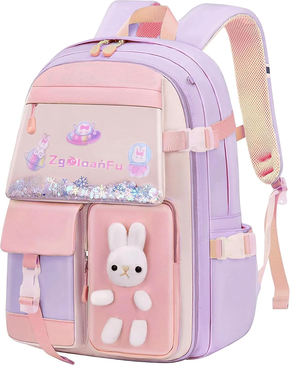 Girls Bunny Backpack - School Backpack for Kids, Kawaii Book Bag for Elementary & Preschool