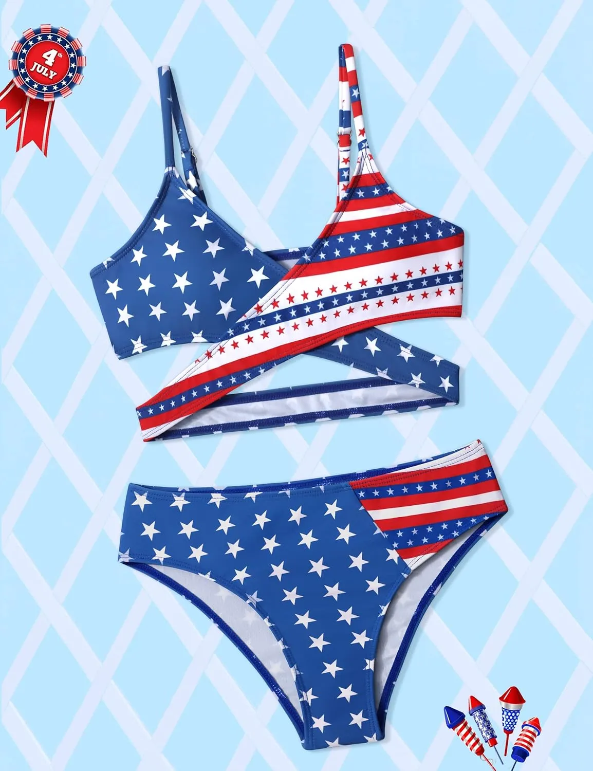 Girls Swimsuits Bikini Set,Two Piece Swimsuit Criss Cross Bathing Suit Girls' Swimwear