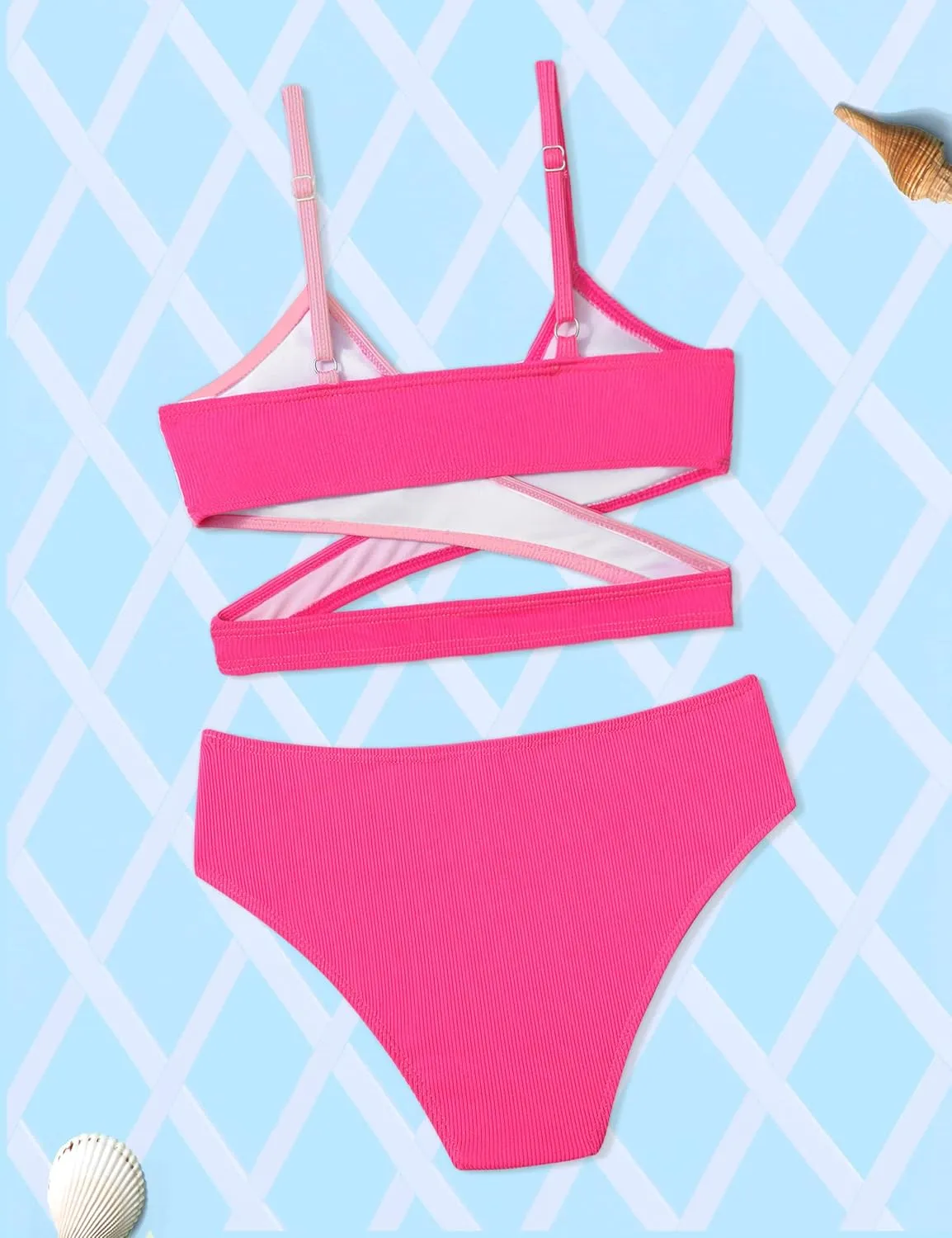 Girls Swimsuits Bikini Set,Two Piece Swimsuit Criss Cross Bathing Suit Girls' Swimwear