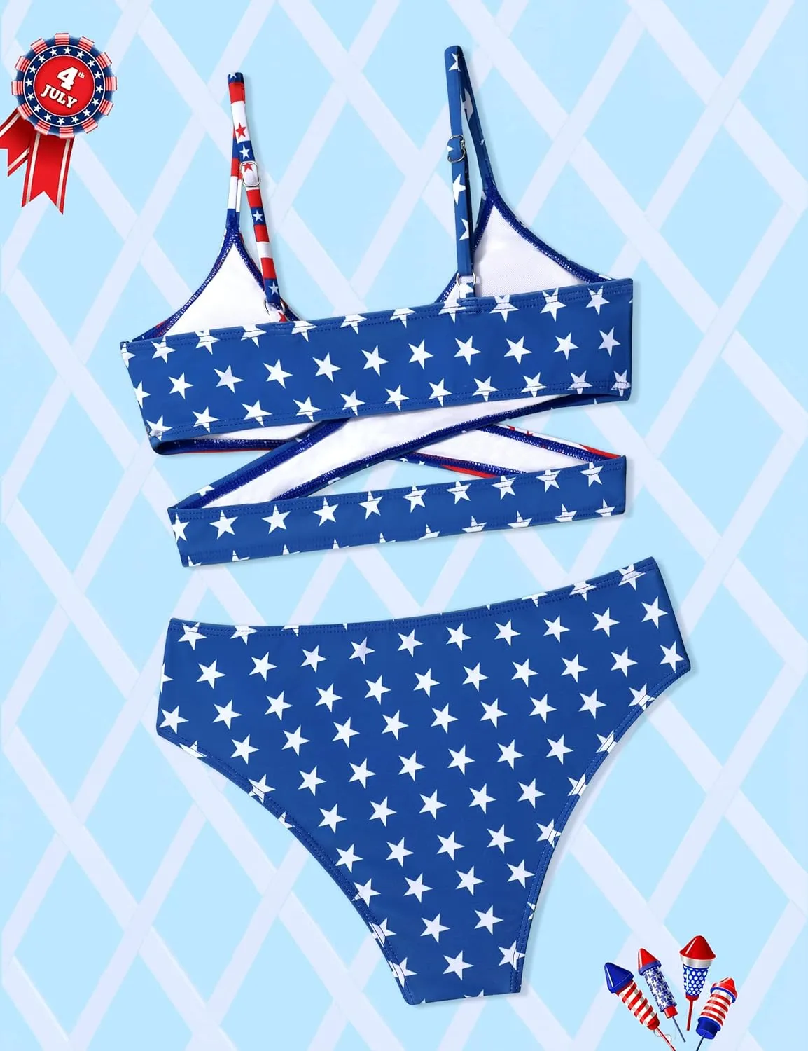 Girls Swimsuits Bikini Set,Two Piece Swimsuit Criss Cross Bathing Suit Girls' Swimwear