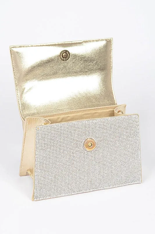 Glamorous Rhinestone-Studded Metallic Crossbody Bag with Elegant Handle