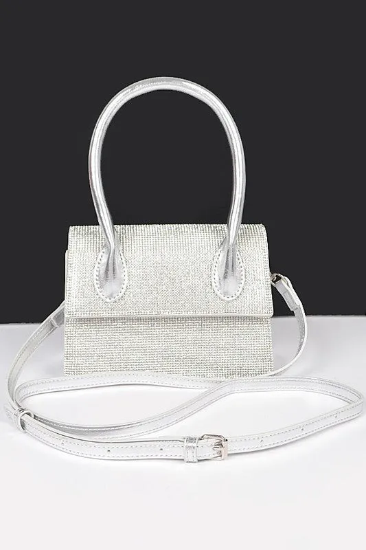 Glamorous Rhinestone-Studded Metallic Crossbody Bag with Elegant Handle