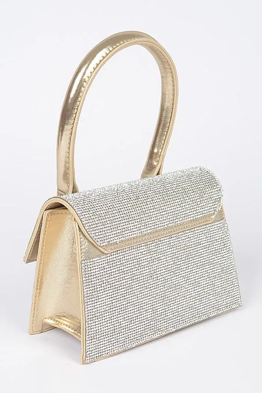 Glamorous Rhinestone-Studded Metallic Crossbody Bag with Elegant Handle