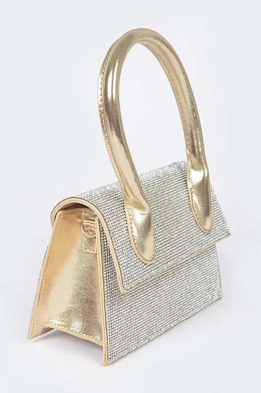 Glamorous Rhinestone-Studded Metallic Crossbody Bag with Elegant Handle