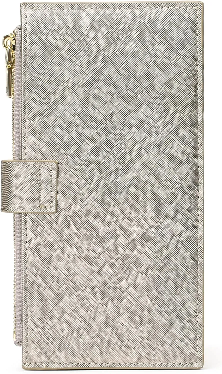 GOIACII Womens Wallet Rfid Blocking Bifold Credit Card Holder with 2 Zipper Pockets Champagne Silver