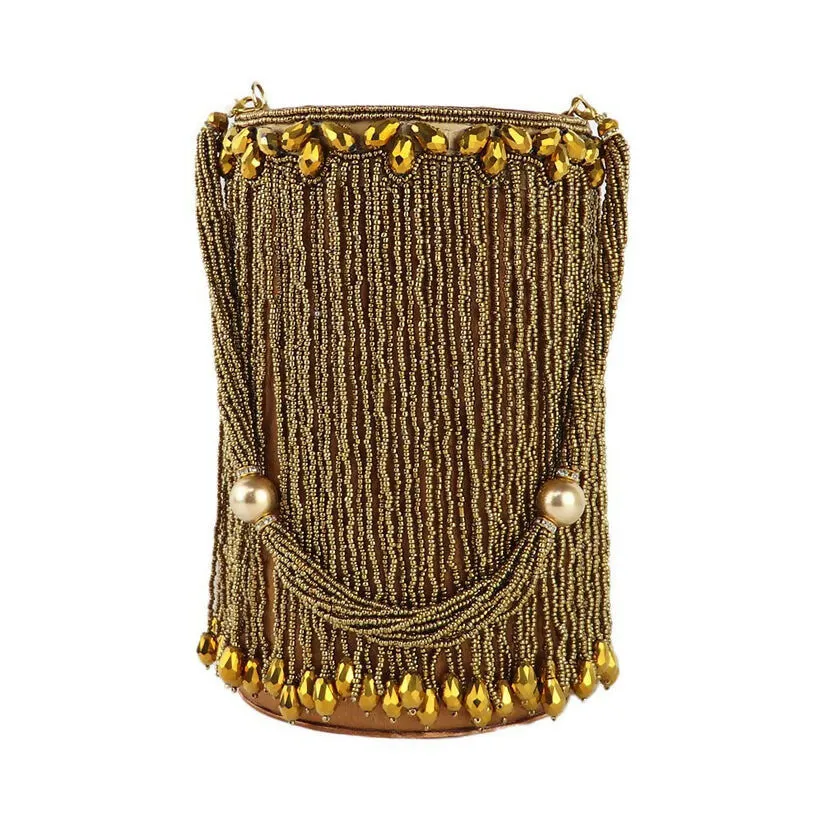 Gold Beaded Potli Bag – Handcrafted Bridal & Festive