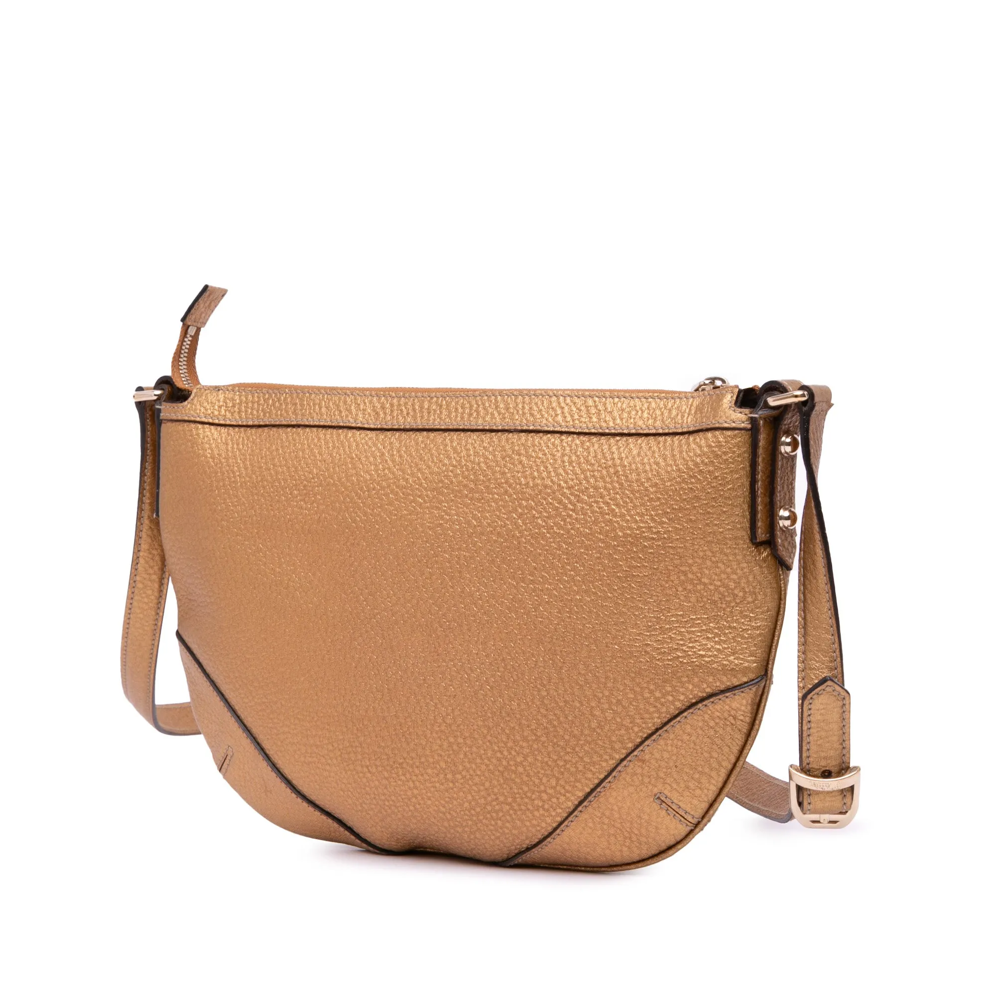 Gold Gucci Metallic Leather Horsebit Crossbody