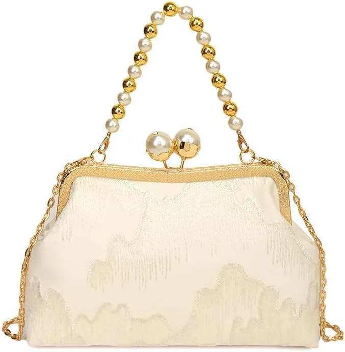 Gold Shell Bag Chinese Beaded Handbag Middle-aged Cheongsam With Chain Shoulder Bag