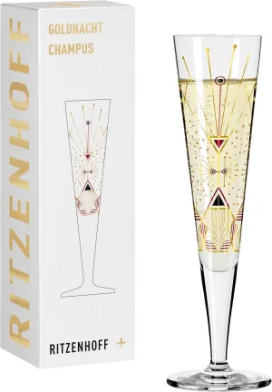 Goldnacht No. 25 1071025 Champagne Glass 200 ml Elegant Designer Piece with Real Gold Made in Germany