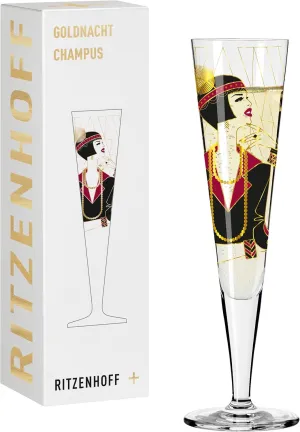 Goldnacht No. 27 1071027 Champagne Glass 200 ml Elegant Designer Piece with Real Gold Made in Germany
