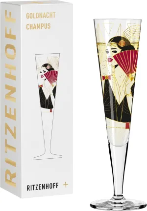 Goldnacht No. 28 1071028 Champagne Glass 200 ml Elegant Designer Piece with Real Gold Made in Germany