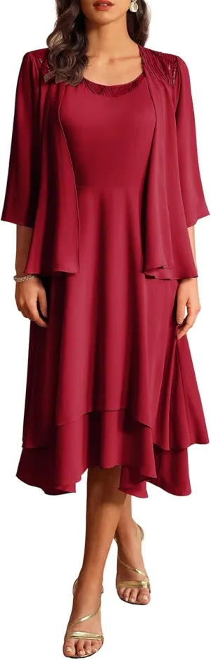 GRACE KARIN 2024 Mother of The Bride Dress Wedding Guest Dress with Sequin Jacket Long