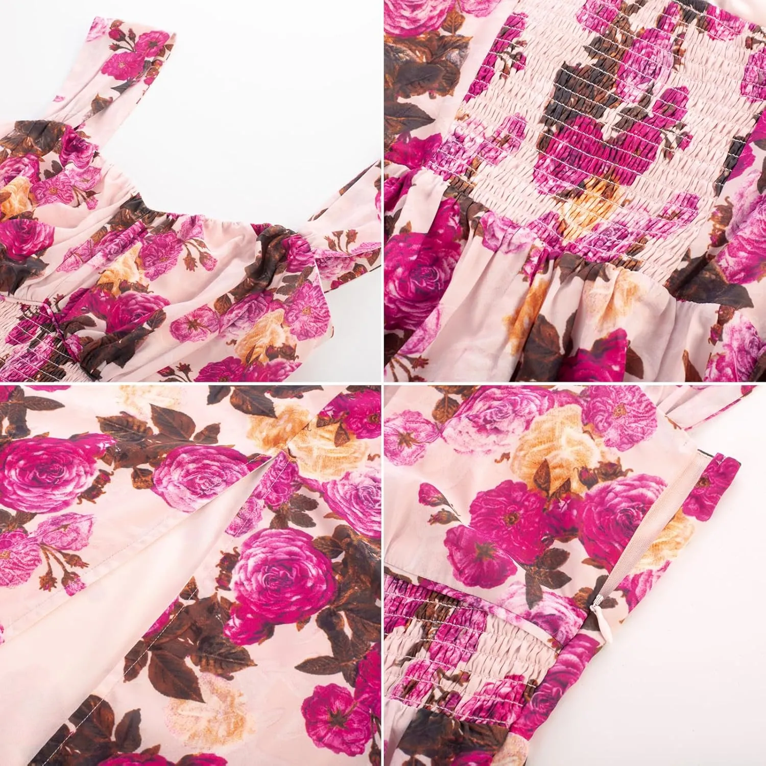 GRACE KARIN 2025 Women's Summer Floral Print Flowy A Line Maxi Dresses Sleeveless Smocked Off Shoulder Dress