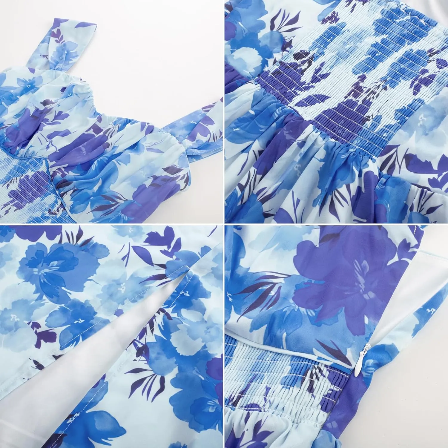 GRACE KARIN 2025 Women's Summer Floral Print Flowy A Line Maxi Dresses Sleeveless Smocked Off Shoulder Dress