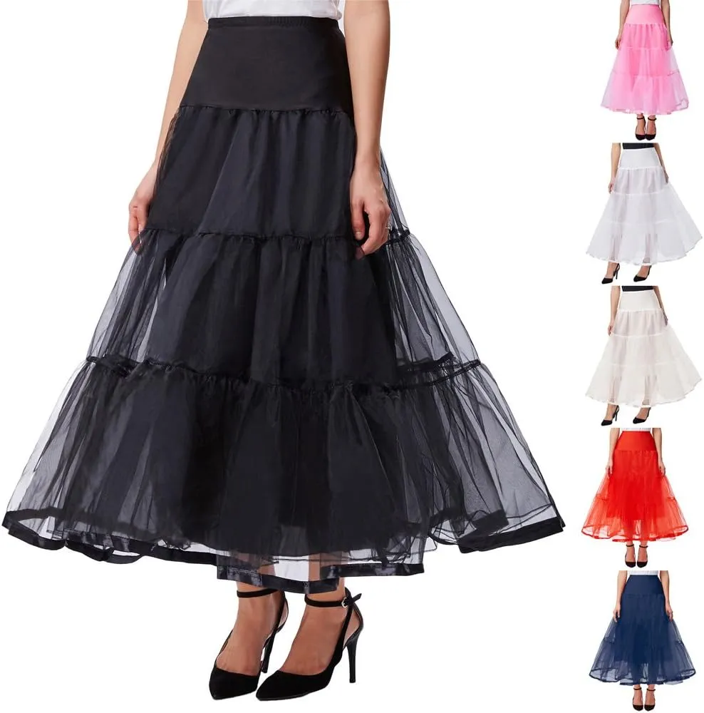 GRACE KARIN Women's Ankle Length Petticoats Wedding Slips Plus Size S-3X