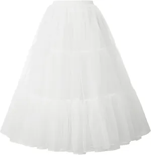 GRACE KARIN Women's Long Petticoat Crinoline Underskirt for Long Dress Mid Length Wedding Petticoat