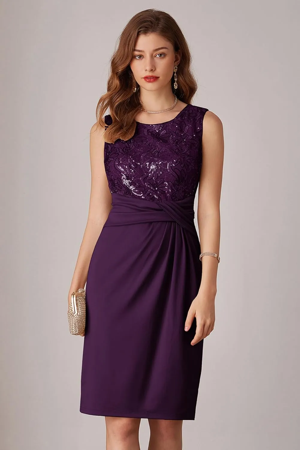 GRACE KARIN Women's Sequin Dress Two Piece Mother of The Bride Dresses with Jacket Lace Formal Wedding Guest Dress
