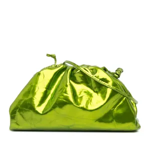 Green Bottega Veneta Metallic Crushed Calfskin The Mini Pouch Crossbody Bag