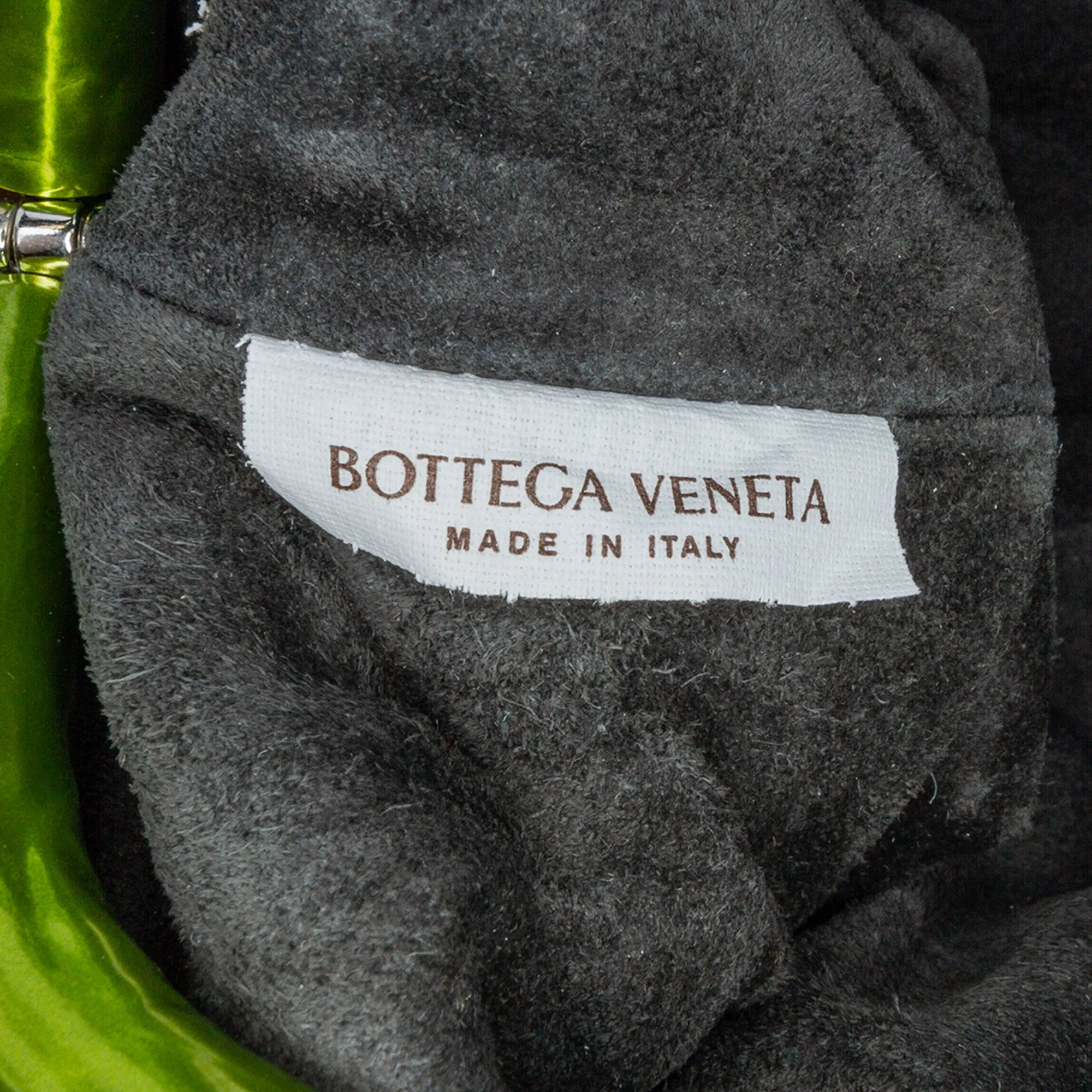 Green Bottega Veneta Metallic Crushed Calfskin The Mini Pouch Crossbody Bag