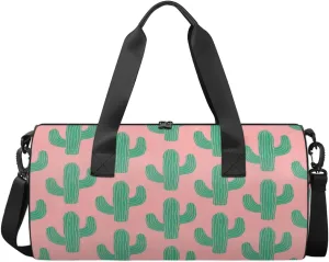 Green Cactus Sports Duffel Bag, Gym Tote Bag Waterproof Weekender Travel Bag for Overnight Travel Luggage Workout Women Men