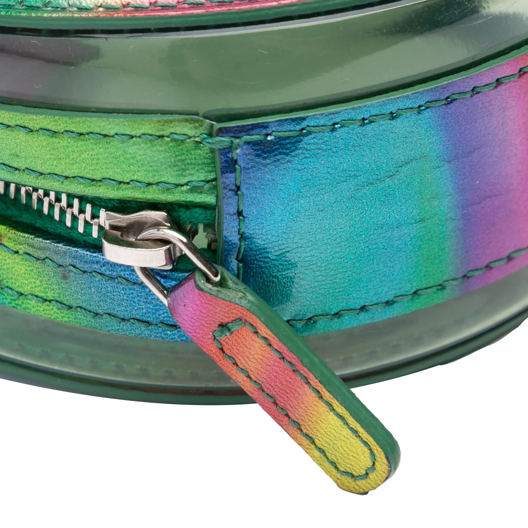 Green Chanel PVC and Metallic Lambskin CC Filigree Round Clutch with Chain Crossbody Bag