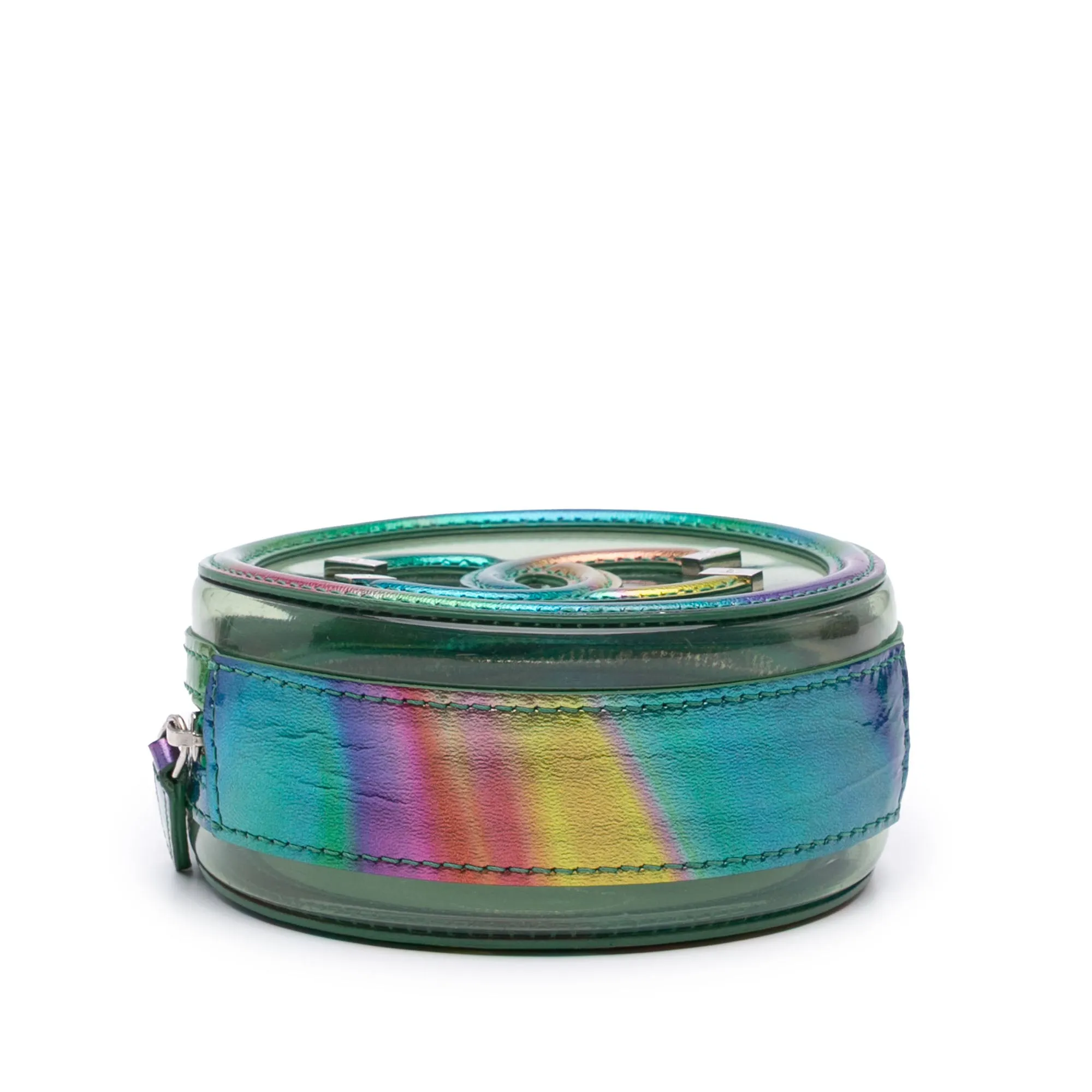 Green Chanel PVC and Metallic Lambskin CC Filigree Round Clutch with Chain Crossbody Bag