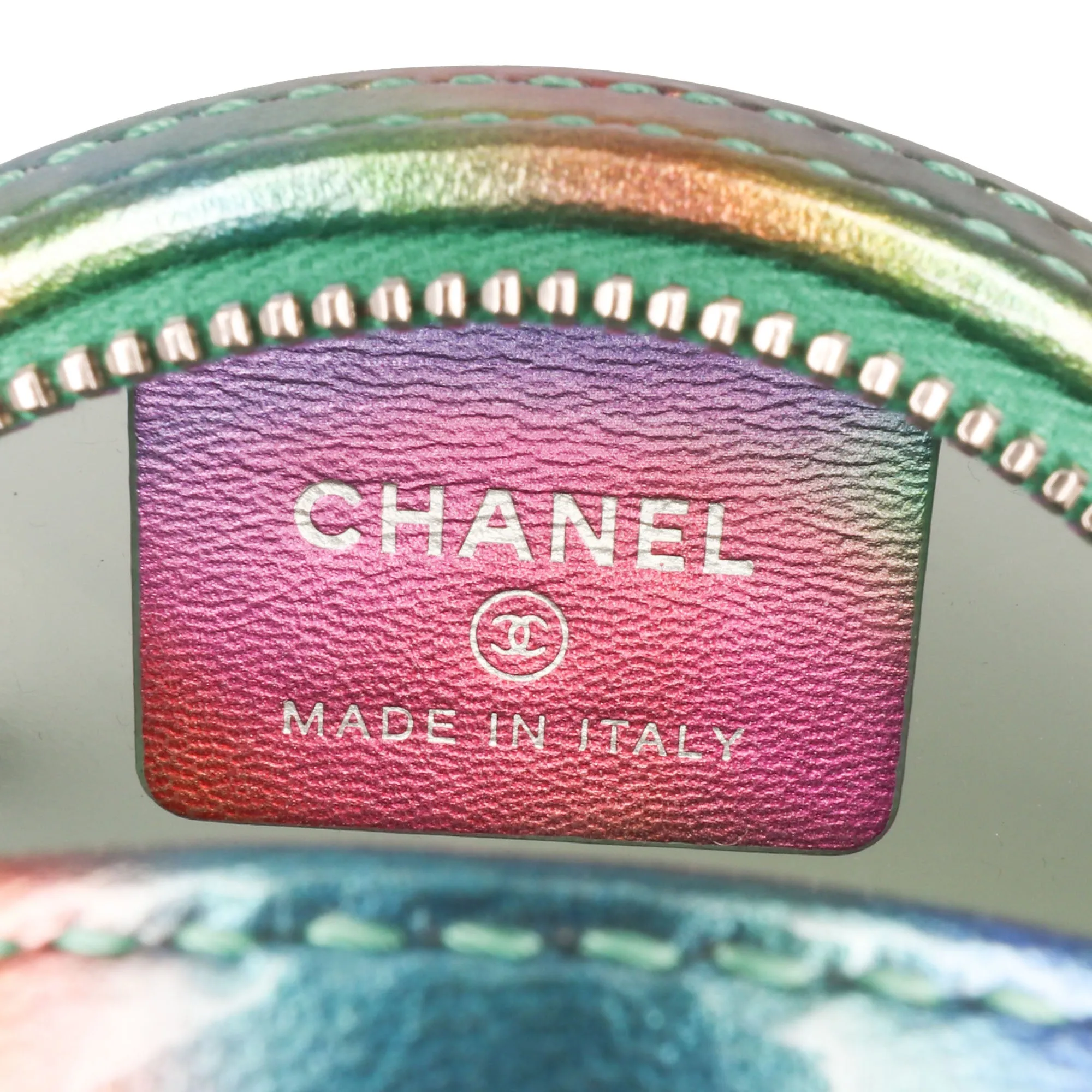 Green Chanel PVC and Metallic Lambskin CC Filigree Round Clutch with Chain Crossbody Bag
