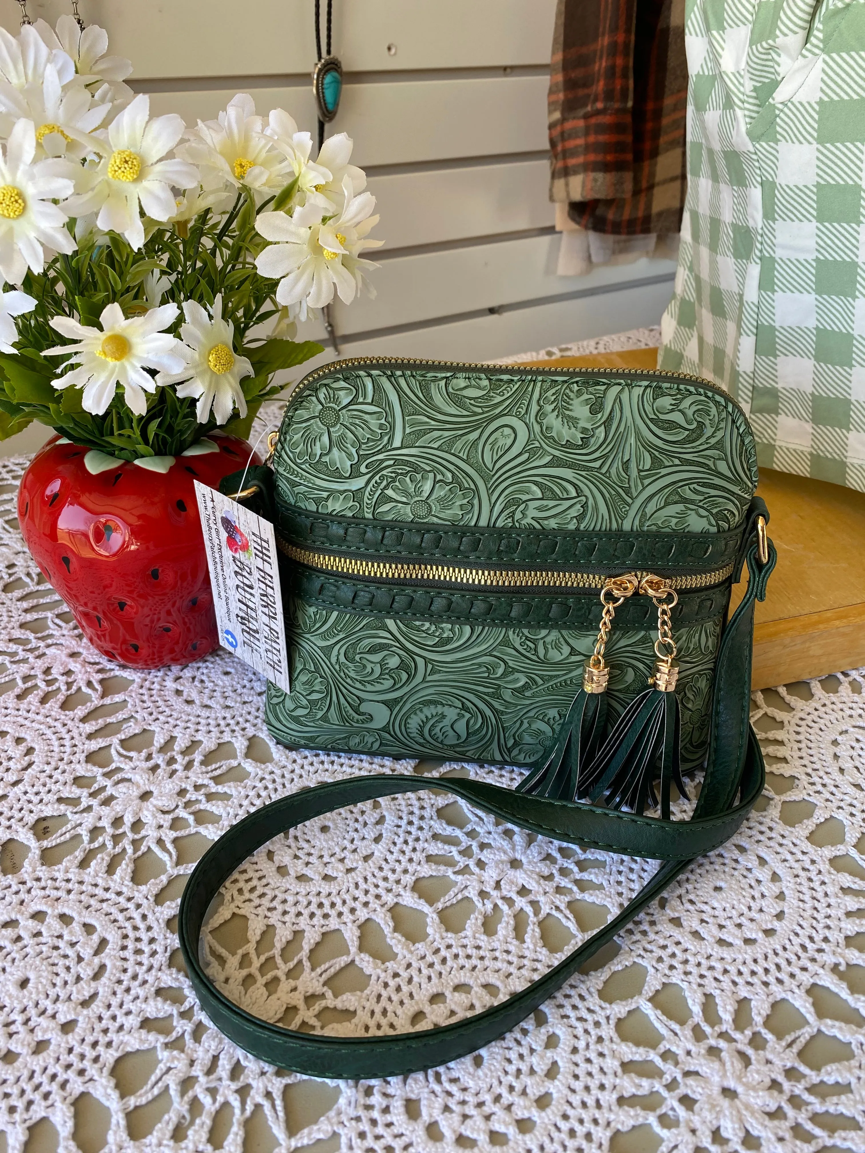 Green Embossed Purse