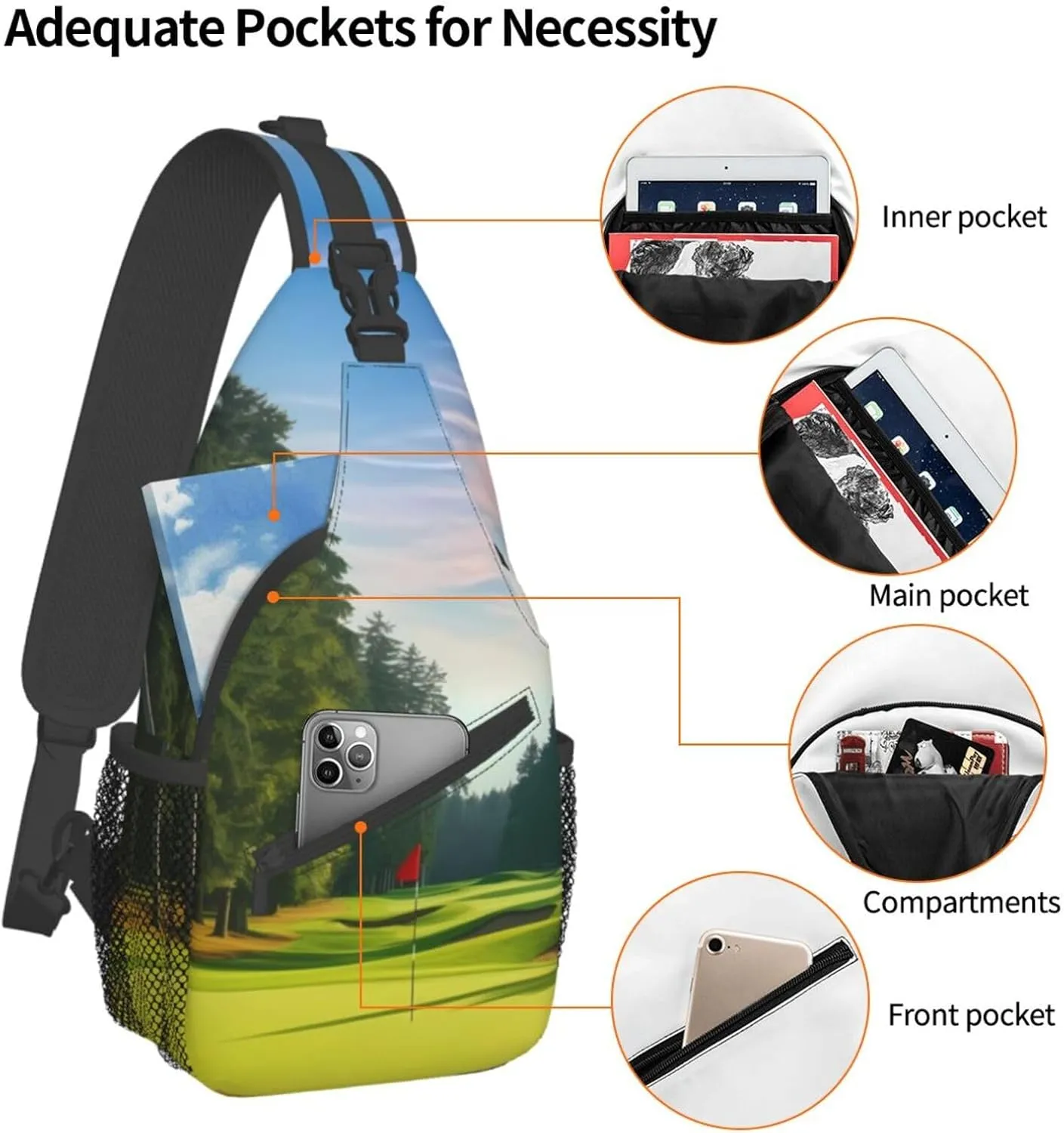 Green Grass Soccer Print Cross Chest Bag Diagonally Men Cross Chest Bag Diagonally