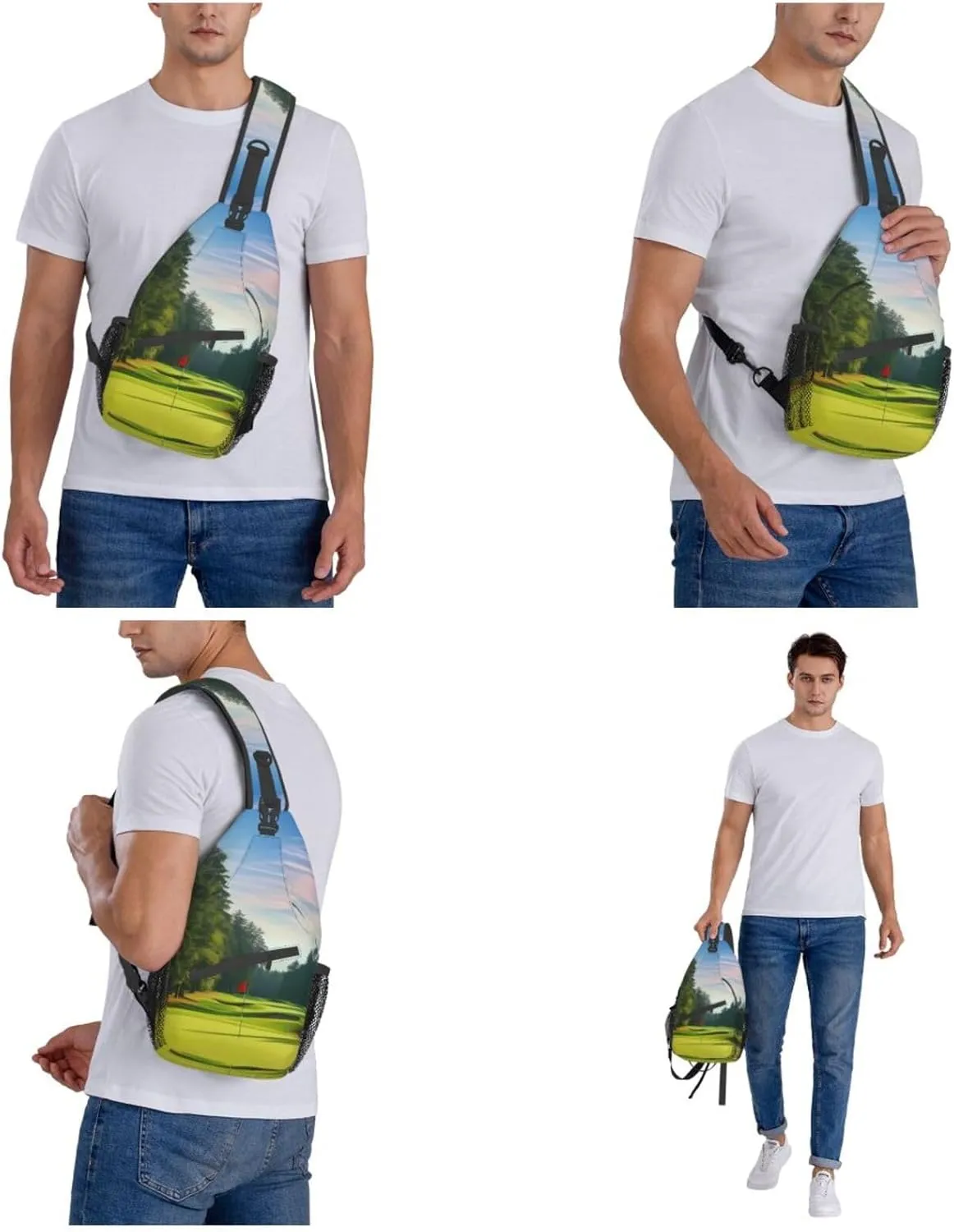 Green Grass Soccer Print Cross Chest Bag Diagonally Men Cross Chest Bag Diagonally