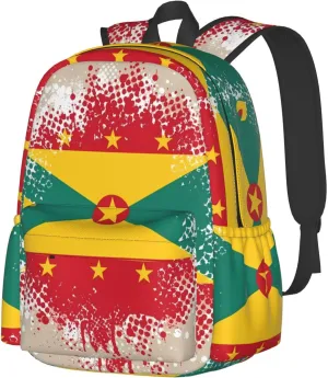 Grenada Flag Large Travel Backpack Casual Backpacks Laptop Daypack Working Rucksack Lightweight Back Pack Sports Bag with Adjustable Shoulder Strap