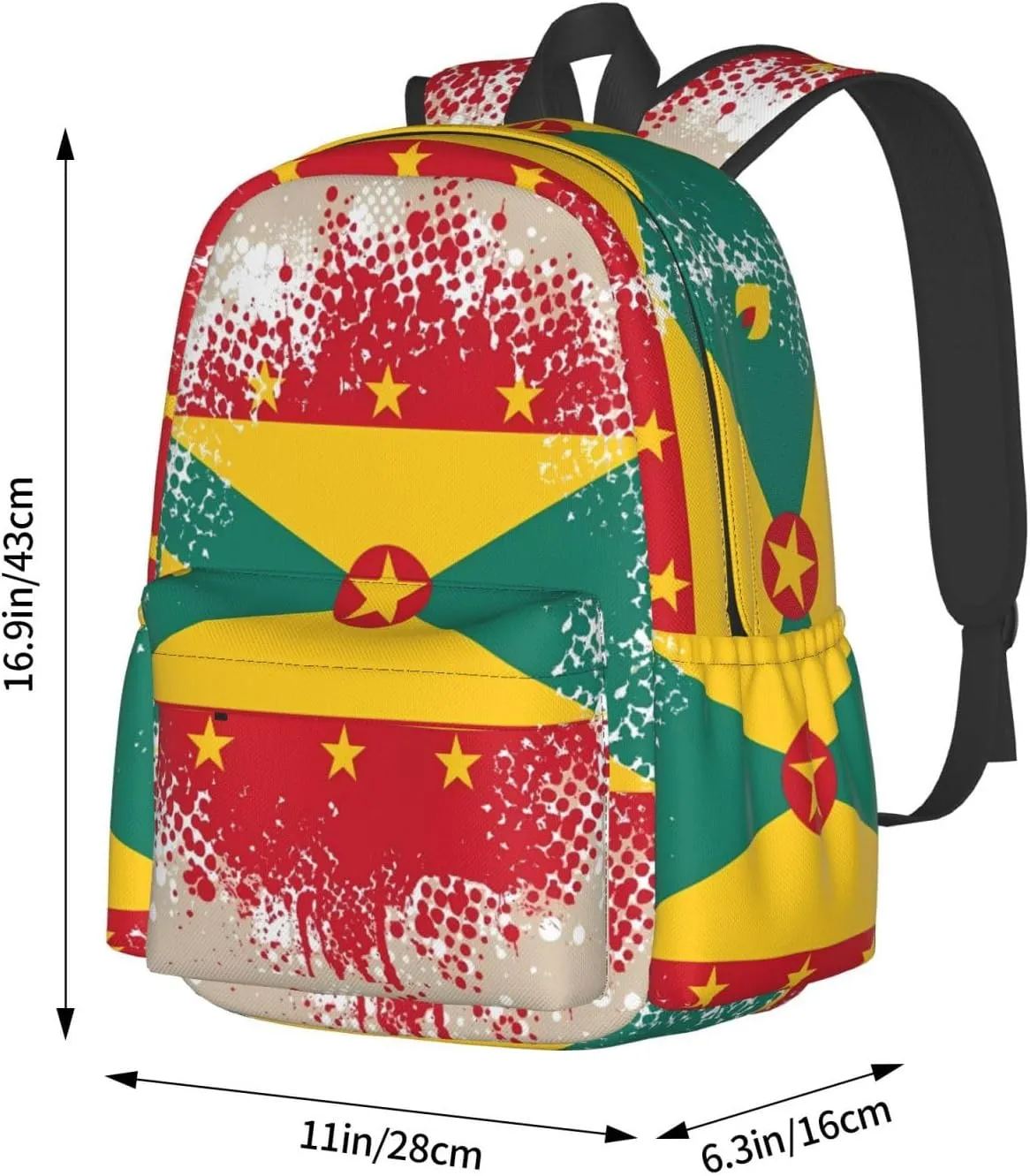 Grenada Flag Large Travel Backpack Casual Backpacks Laptop Daypack Working Rucksack Lightweight Back Pack Sports Bag with Adjustable Shoulder Strap