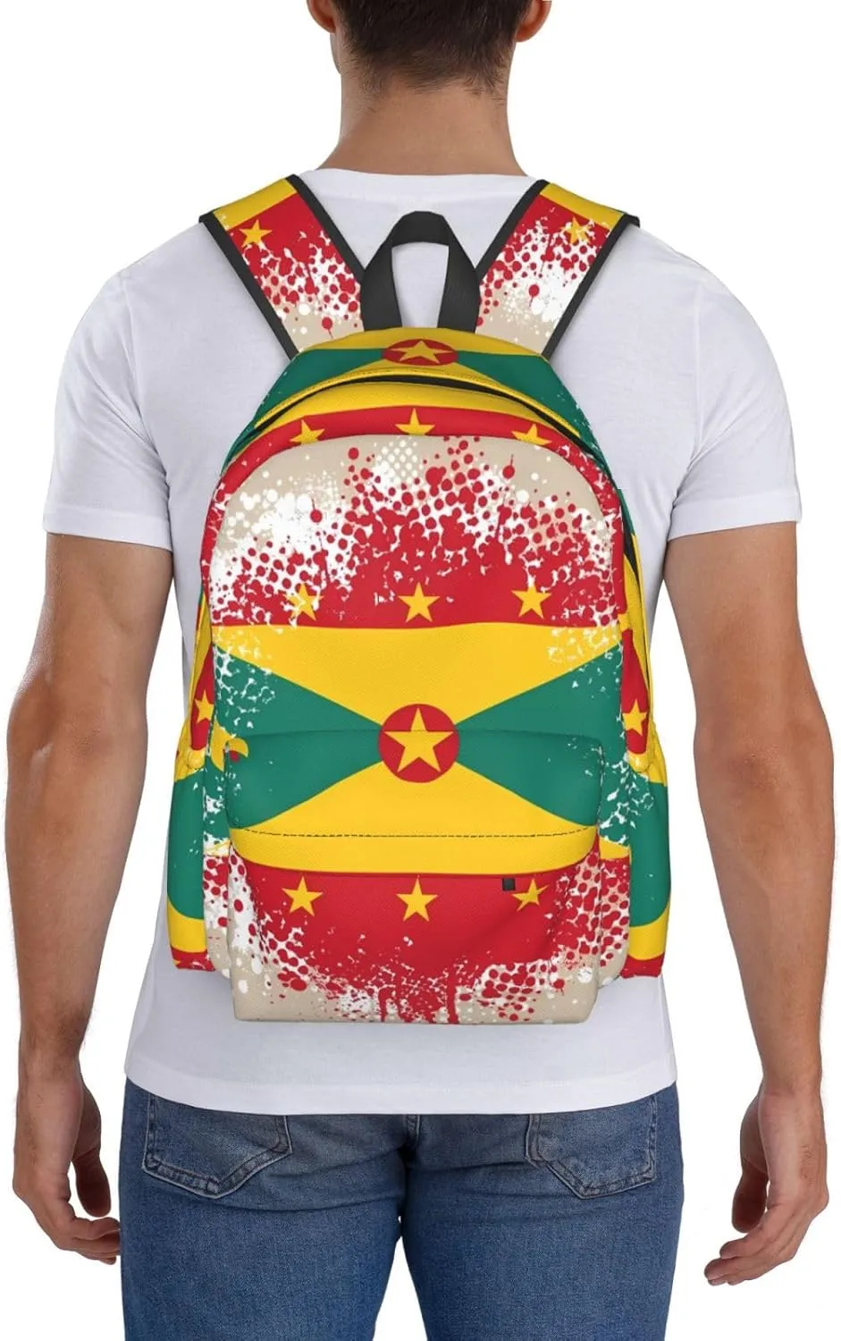 Grenada Flag Large Travel Backpack Casual Backpacks Laptop Daypack Working Rucksack Lightweight Back Pack Sports Bag with Adjustable Shoulder Strap