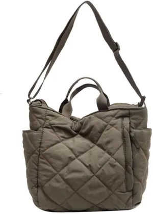 GRPKSSIB Quilted Tote Bag for Women Lightweight Puffer Shoulder Bag Hobo Crossbody Bag Casual Nylon Padding Handbags