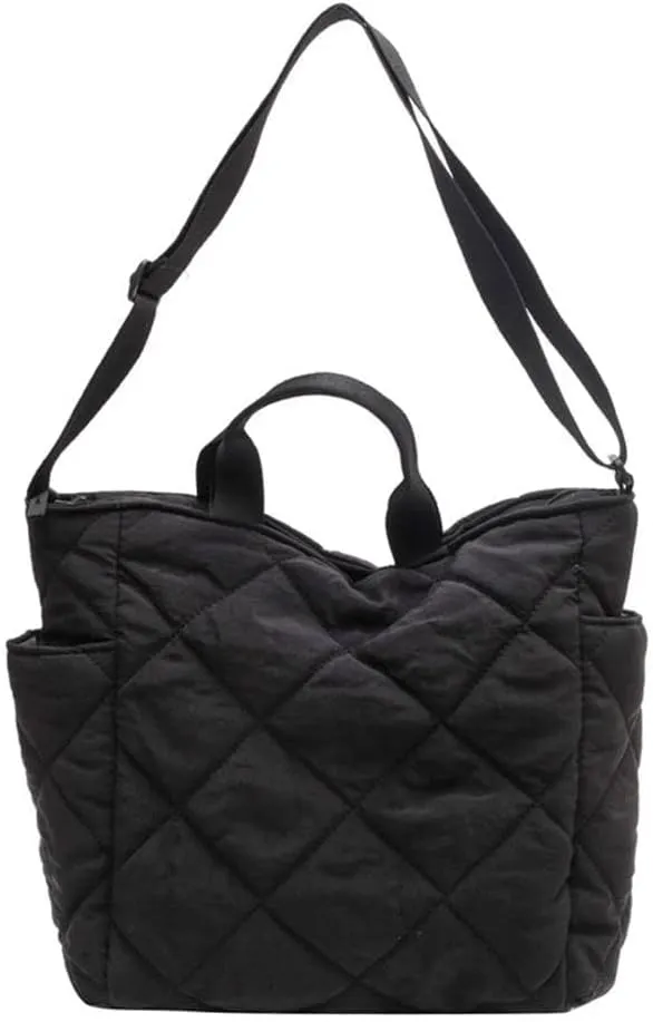 GRPKSSIB Quilted Tote Bag for Women Lightweight Puffer Shoulder Bag Hobo Crossbody Bag Casual Nylon Padding Handbags