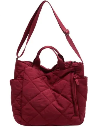 GRPKSSIB Quilted Tote Bag for Women Lightweight Puffer Shoulder Bag Hobo Crossbody Bag Casual Nylon Padding Handbags