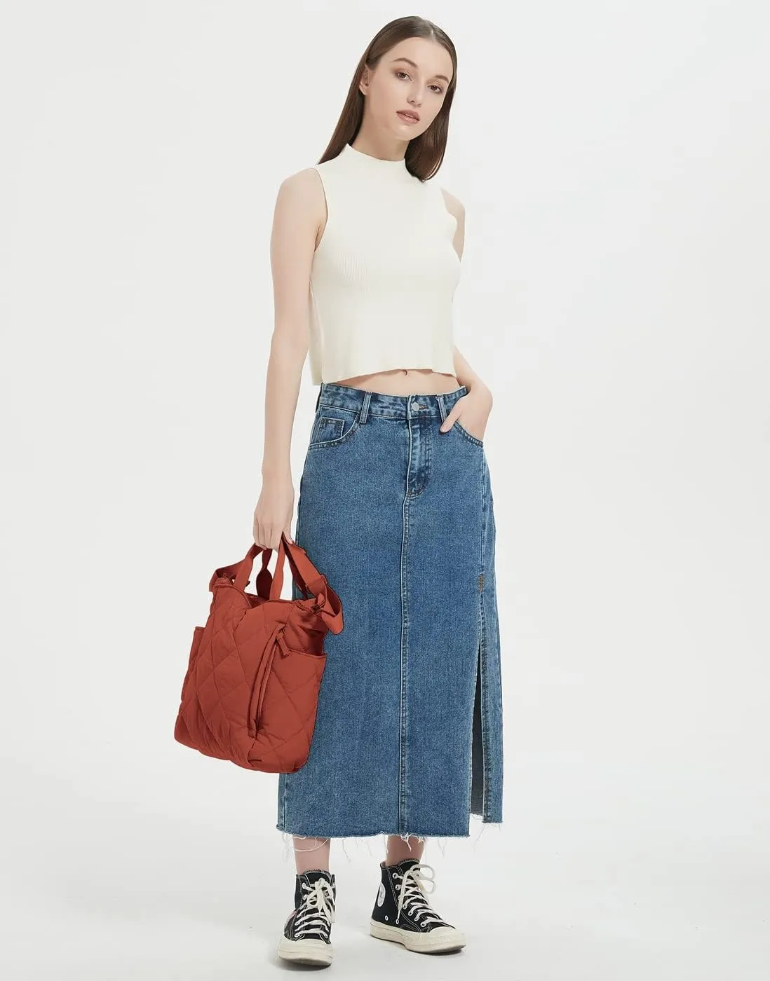 GRPKSSIB Quilted Tote Bag for Women Lightweight Puffer Shoulder Bag Hobo Crossbody Bag Casual Nylon Padding Handbags