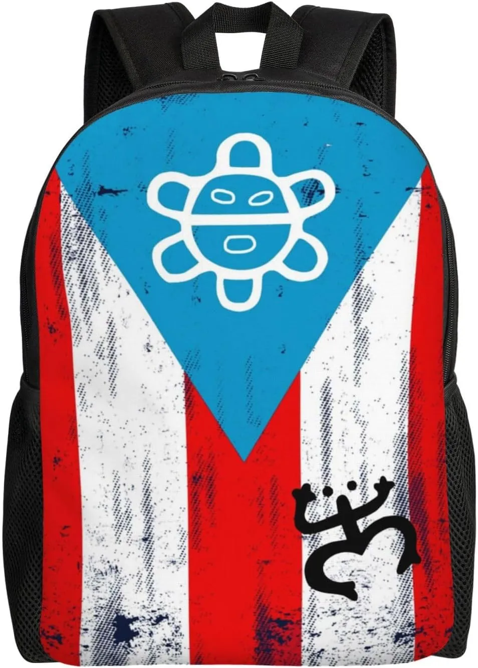 GTEVUTS Rustic Puerto Rico Flag Taino Backpack for Men Women - Puerto Rico Gifts-Patriotic Chic Laptop Black Shoulder Bag Travel Camping Work Outdoor Backpacks,15 Inch,Black