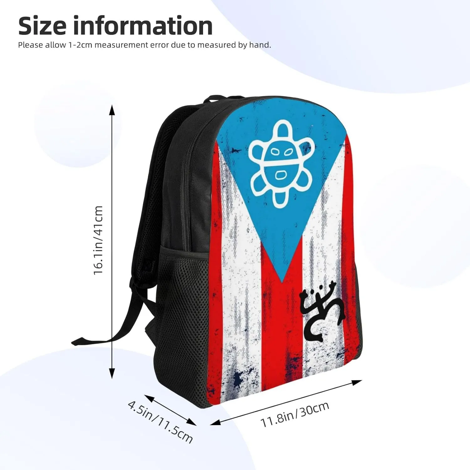 GTEVUTS Rustic Puerto Rico Flag Taino Backpack for Men Women - Puerto Rico Gifts-Patriotic Chic Laptop Black Shoulder Bag Travel Camping Work Outdoor Backpacks,15 Inch,Black