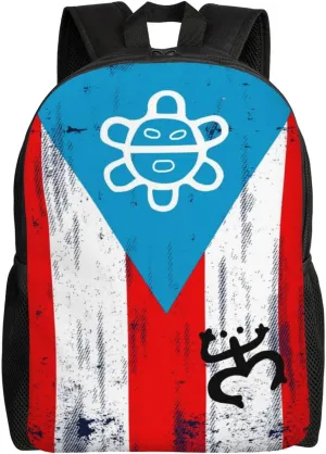 GTEVUTS Rustic Puerto Rico Flag Taino Backpack for Men Women - Puerto Rico Gifts-Patriotic Chic Laptop Black Shoulder Bag Travel Camping Work Outdoor Backpacks,15 Inch,Black