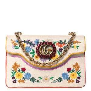 Gucci Linea Ricami Floral Cat Embroidered Shoulder Bag