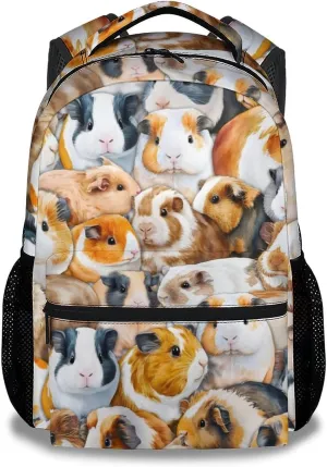 Guinea Pig Girls Backpack for School, 16 Inch Brown Backpacks for Kids, Cute Lightweight Bookbag for Travel