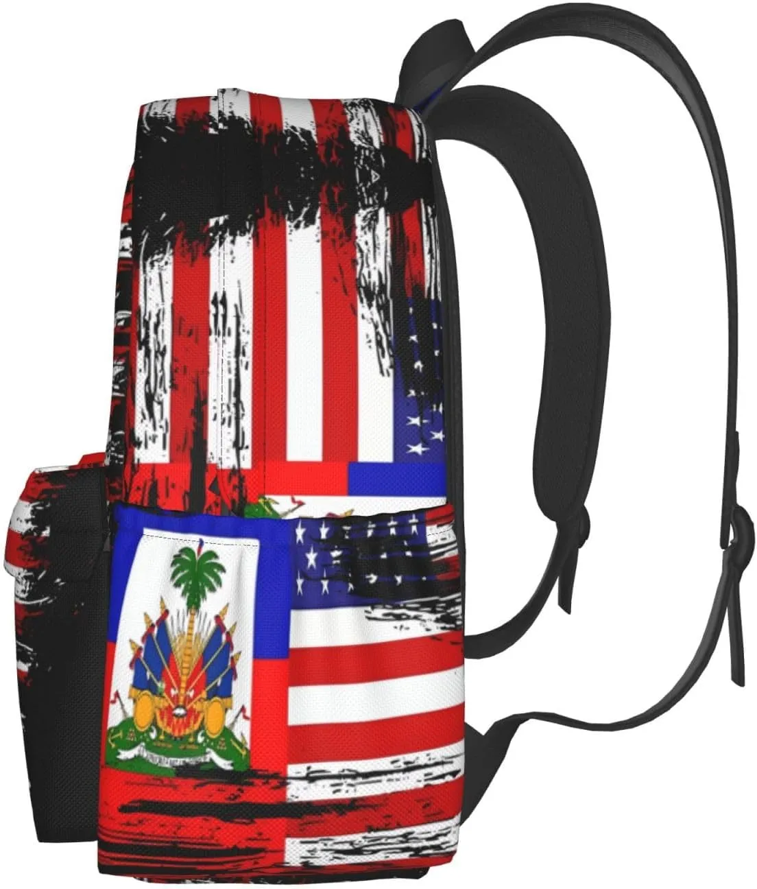 Haiti Haitian American Flag Large Travel Backpack Casual Backpacks Laptop Daypack Working Rucksack Lightweight Back Pack Sports Bag with Adjustable Shoulder Strap