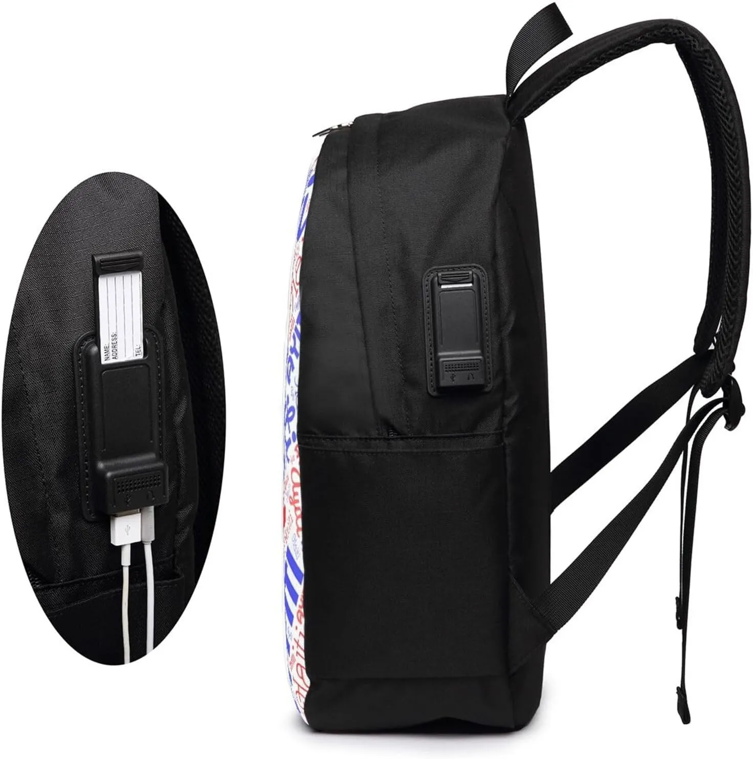Haiti Haitian American Flag Travel Backpack 17-Inch Laptop Backpacks Business Rucksack Casual Sport Daypack with USB Charging Port Carry-on Bag for Camping Biking