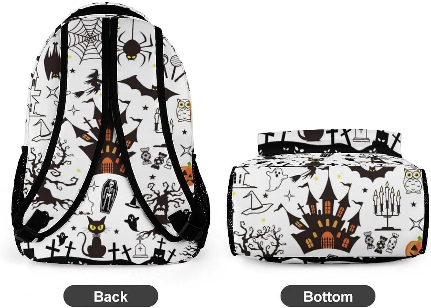 Halloween School Backpack for Kids Girls Boys, 16 Inch Scary Halloween Themed Bookbag, School Backpacks for Students Children, Lightweight, Large Capacity