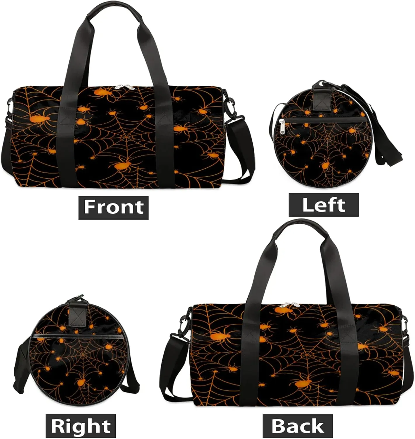 Halloween Spiders Web Sports Gym Bag for Men Women Lightweight Travel Duffle Bag with Shoulder Strap Waterproof Carry On Weekender Overnight Bag for Travel Sports Gym