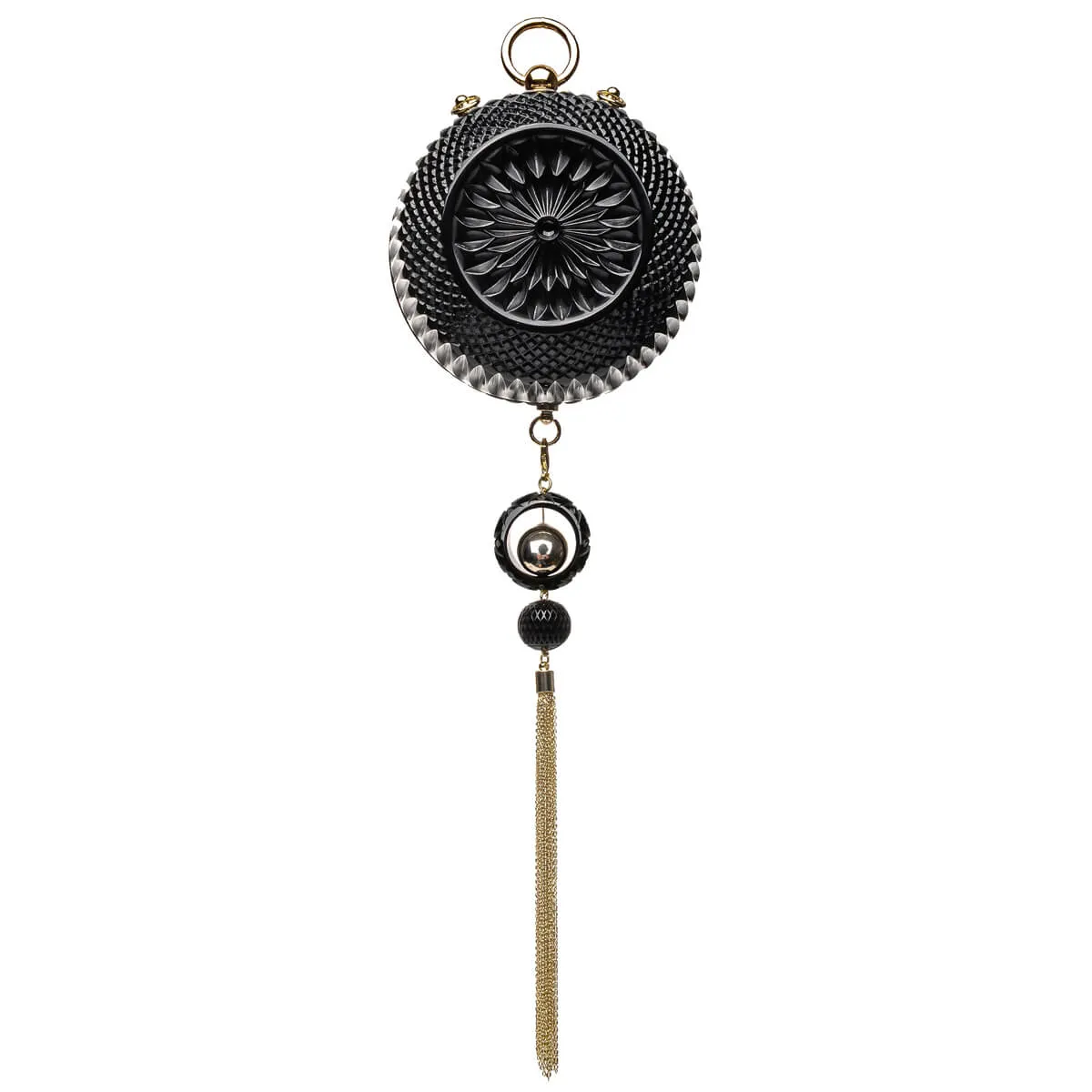 Hand Carved Sphere Clutch Black