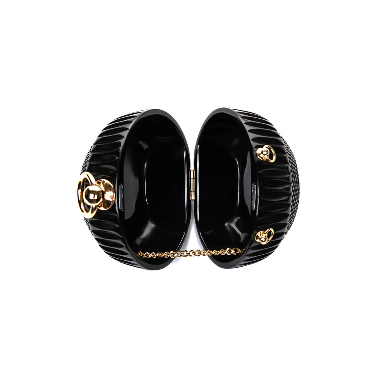 Hand Carved Sphere Clutch Black