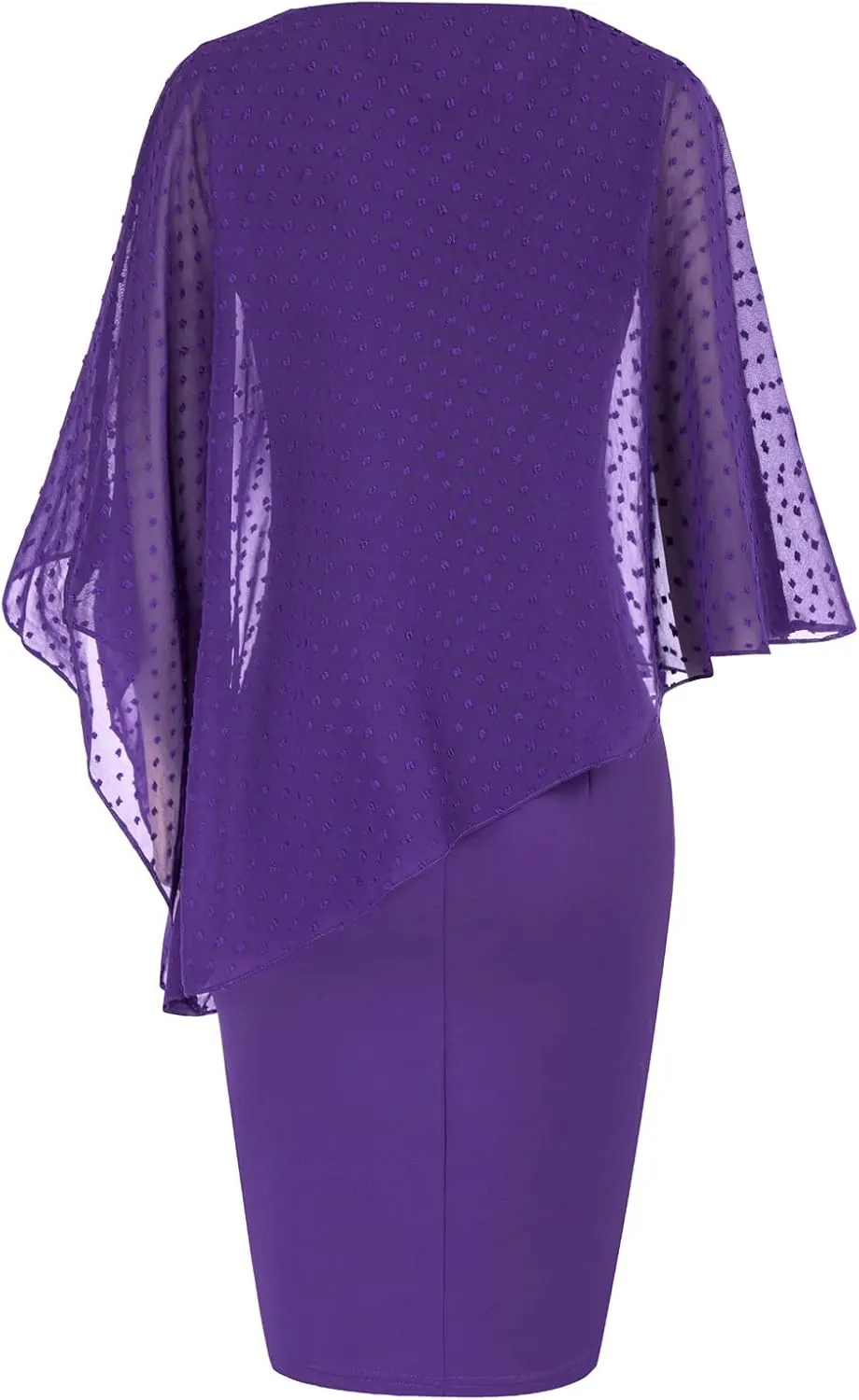 Hanna Nikole Women's Sleeveless Cape Dress with Chiffon Overlay Sequin Bodycon Pencil Dress