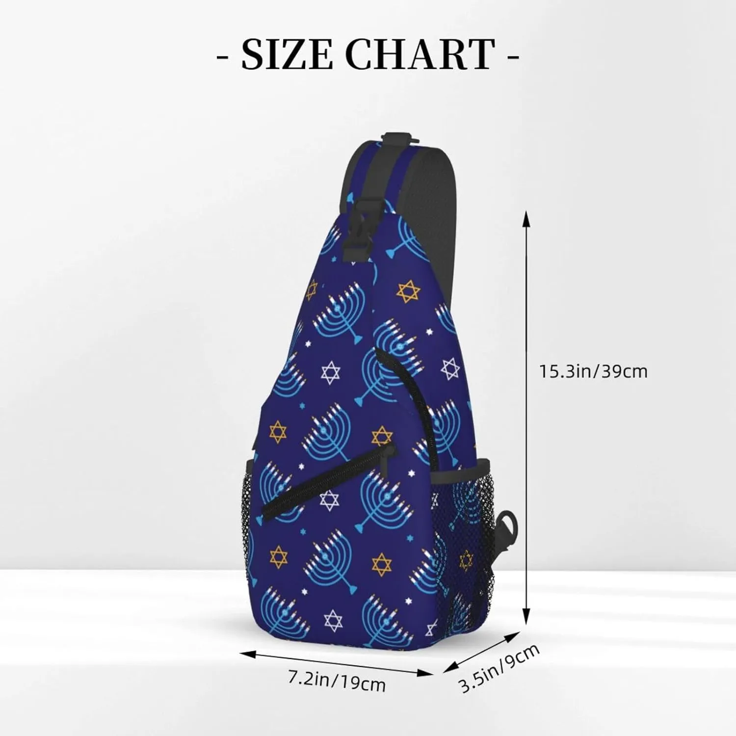 Hanukkah Hat Blue Shiny Lamps Sling Bag,Funny Crossbody Backpack Shoulder Chest Bag for Women Men